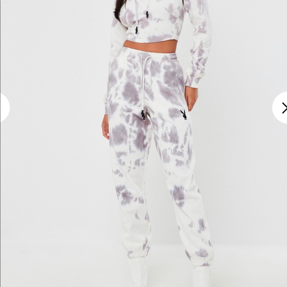 🔄 Playboy Grey Tie Dye Oversized Joggers - Picture 2 of 7